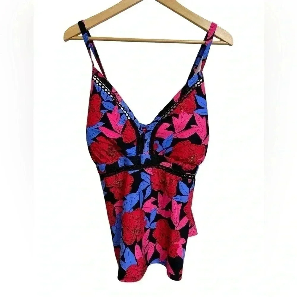 Dip Women’s Floral Tankini Swimsuit Top Size 3X NWT